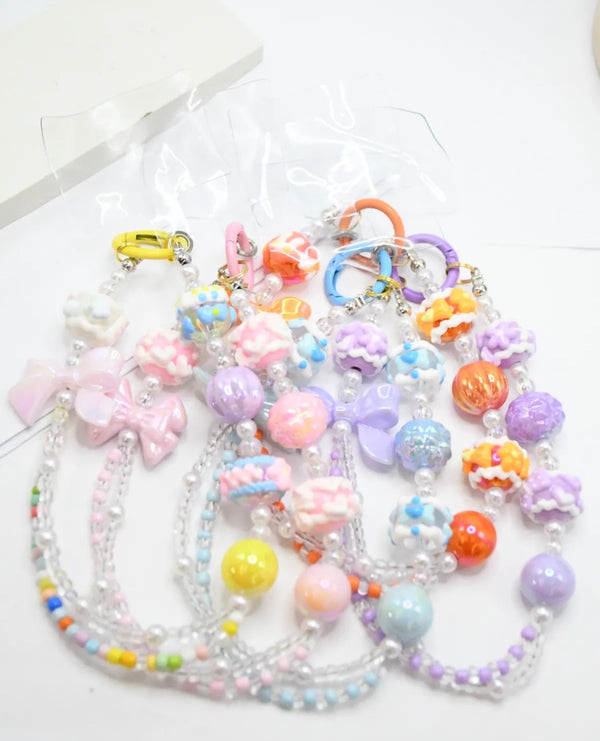Chaîne de Portable Perles et Charms Kawaii Pastel ROSA