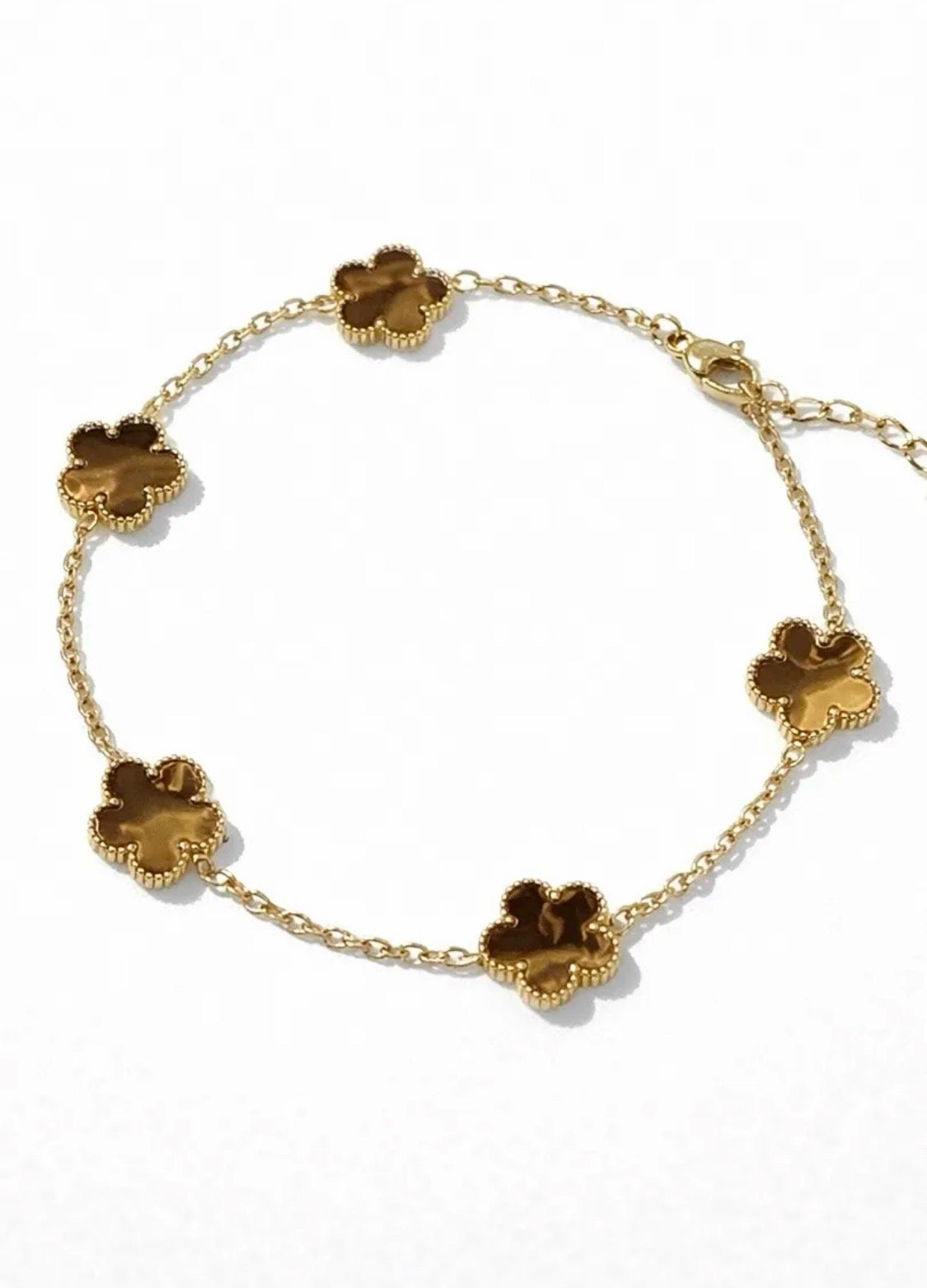 Bracelet trèfles bruns en acier inoxydable doré ÉLINE L'ATELIER