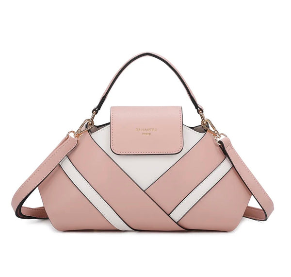 Sac à main patchwork géométrique rose & blanc GALLANTRY