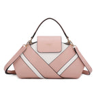 Sac à main patchwork géométrique rose & blanc GALLANTRY
