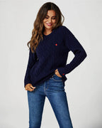 Pull Maille Torsadée Cœurs Rouges  FS collection