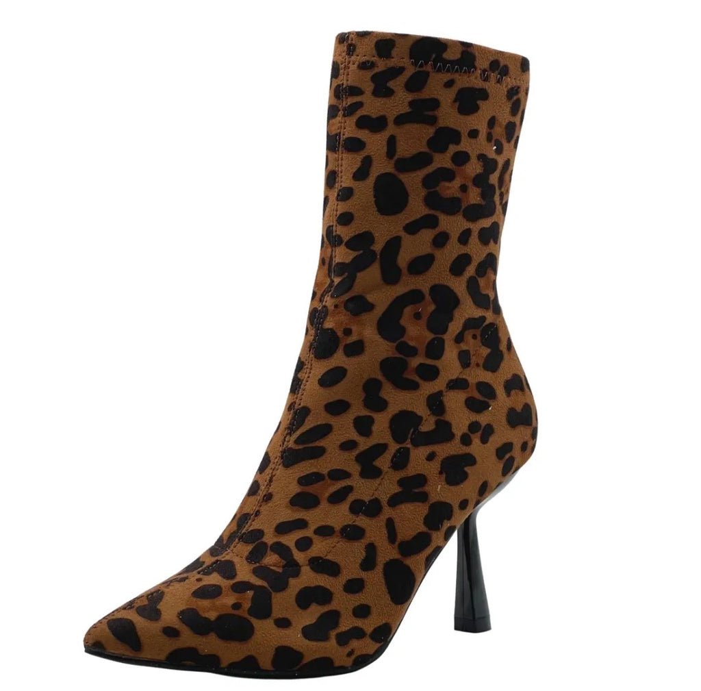 Bottines femme à imprimé animalier et talon fin STEPHAN PARIS