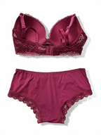 Ensemble lingerie BROCK BELLE COM'ELLE bonnet C bordeaux en polyamide et élasthanne avec détails en dentelle