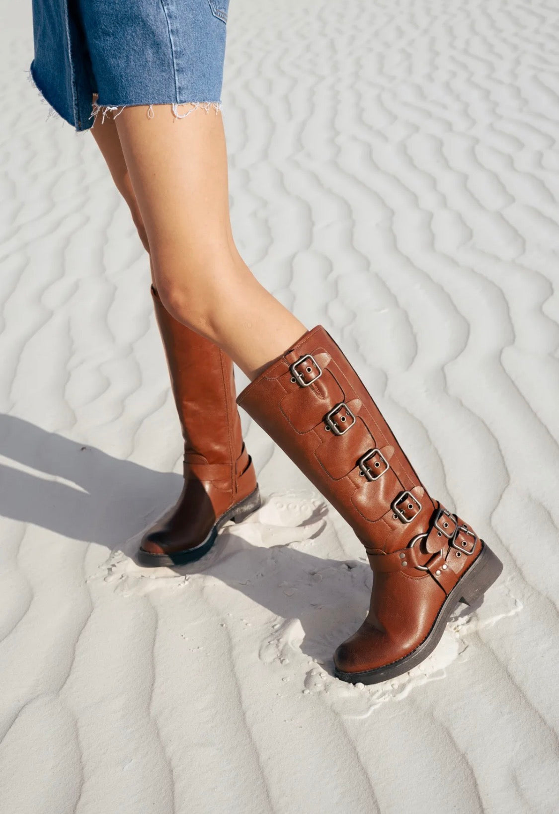 Bottes camel en matière synthétique STEPHAN PARIS