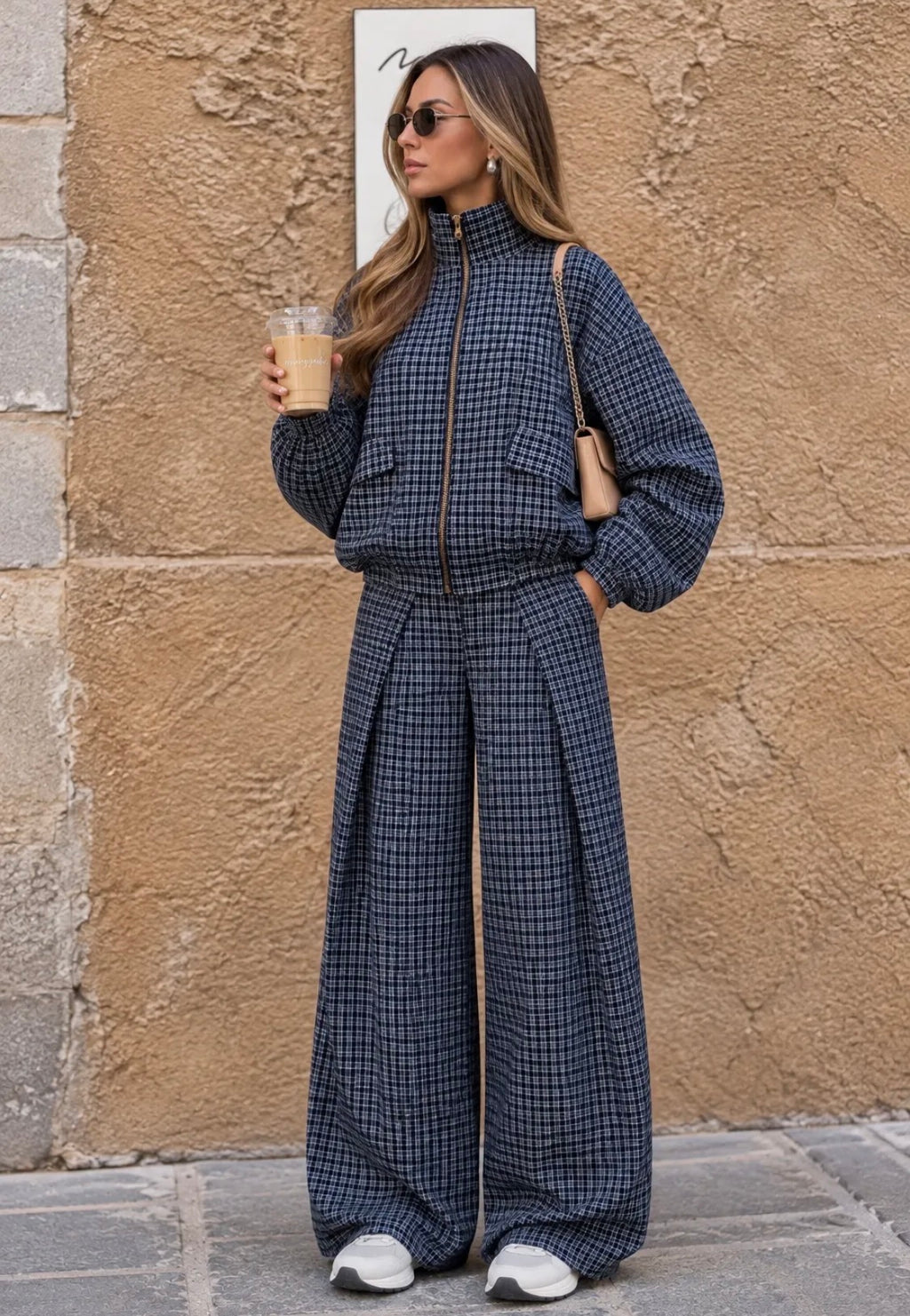 Bomber à carreaux zippé à col montant femme FRIME