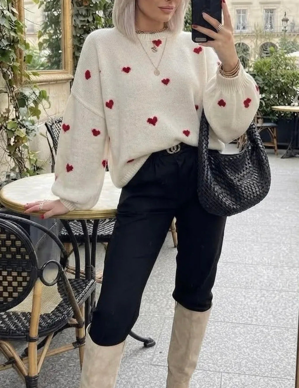 Pull motif cœur taille unique — ESTEES BROWN