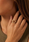 Bague fleur dorée à strass champagne ÉLINE L’ATELIER