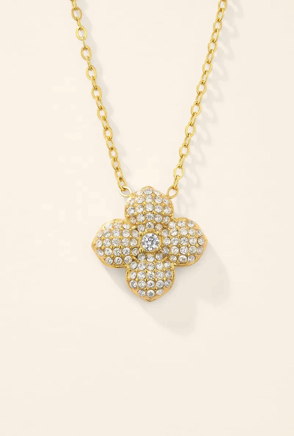 Collier chaîne fine trèfle pavé zircons ÉLINE L'ATELIER
