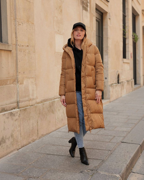 Doudoune matelassée longue avec capuche - MANTEAUX FEMME - Attrait Paris