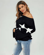 Pull Noir Oversize Étoile Blanche - FS collection