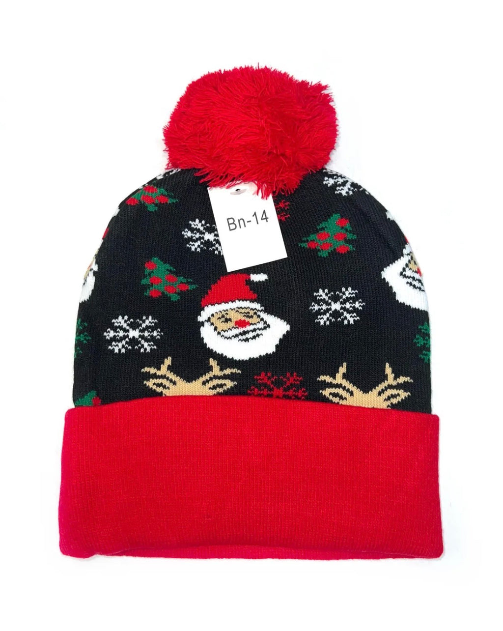 Bonnet de Noël à pompon et motifs festifs LINETA