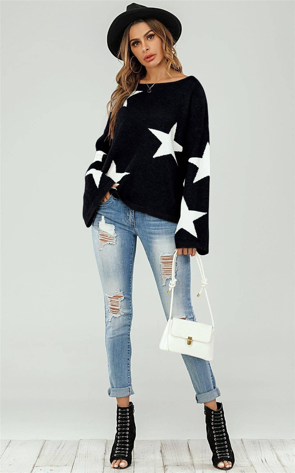 Pull Noir Oversize Étoile Blanche - FS collection - Pulls et Sweaters - FS Collection (Germany)