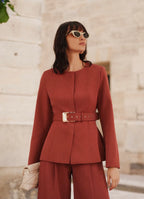 Ensemble pantalon fluide et veste ceinturée FRIME