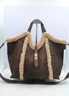 Sac cabas effet suédine à bordures moutonnées SYSTYLE