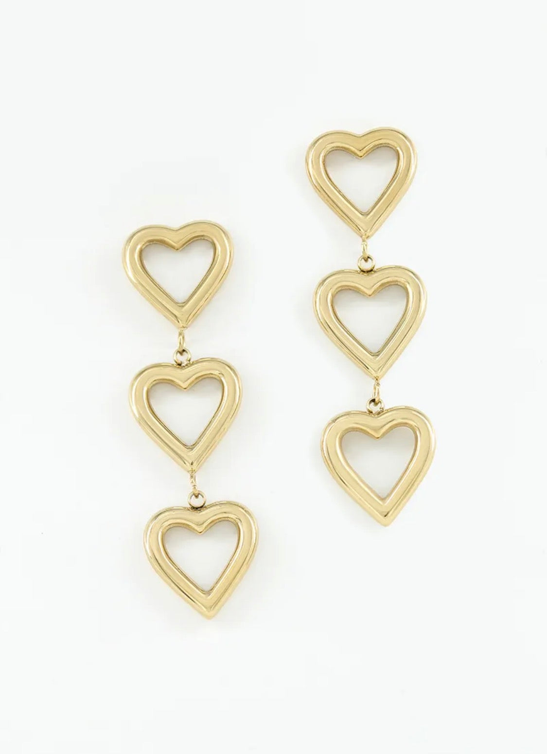 Boucles d'oreilles triple cœur pendantes BYREN | ÉLINE L'ATELIER
