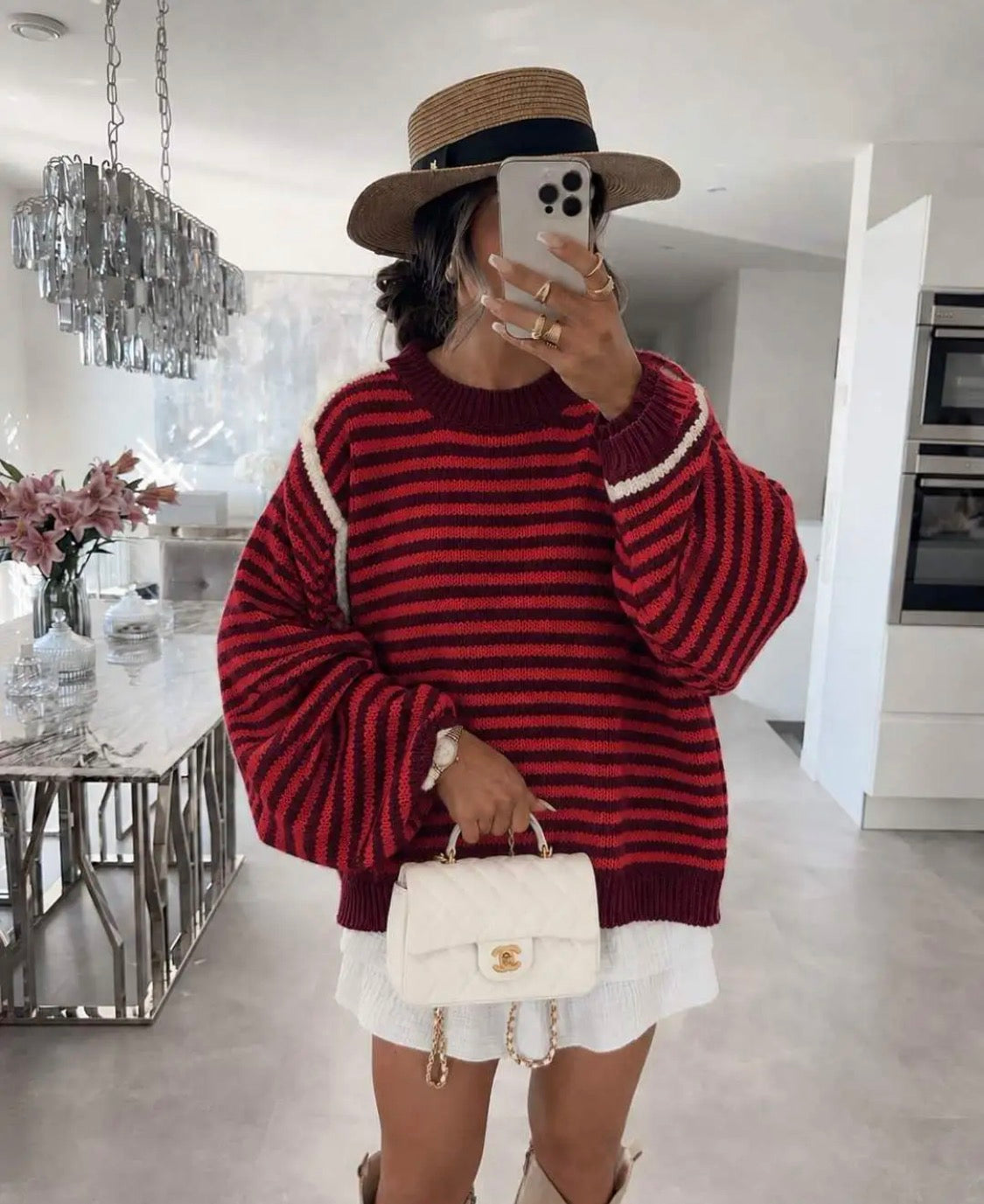 Pull Oversize Maille Rayée Bordures Contrastantes FORCYMA