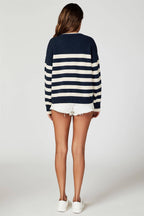 Pull Rayé Bleu Marine avec Cœur Brodé - FS collection - Pulls et Sweaters - FS Collection (Germany)