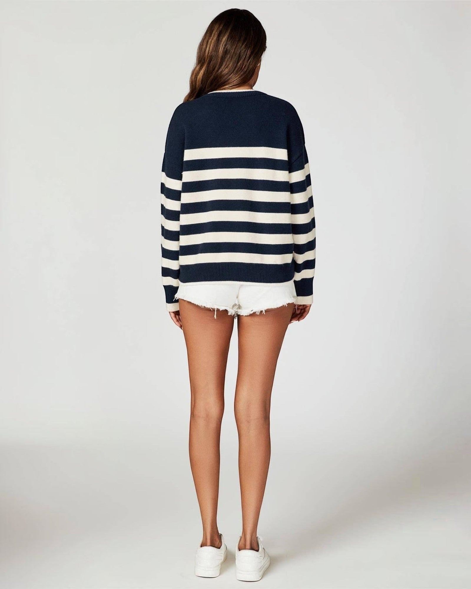 Pull Rayé Bleu Marine avec Cœur Brodé - FS collection - Pulls et Sweaters - FS Collection (Germany)