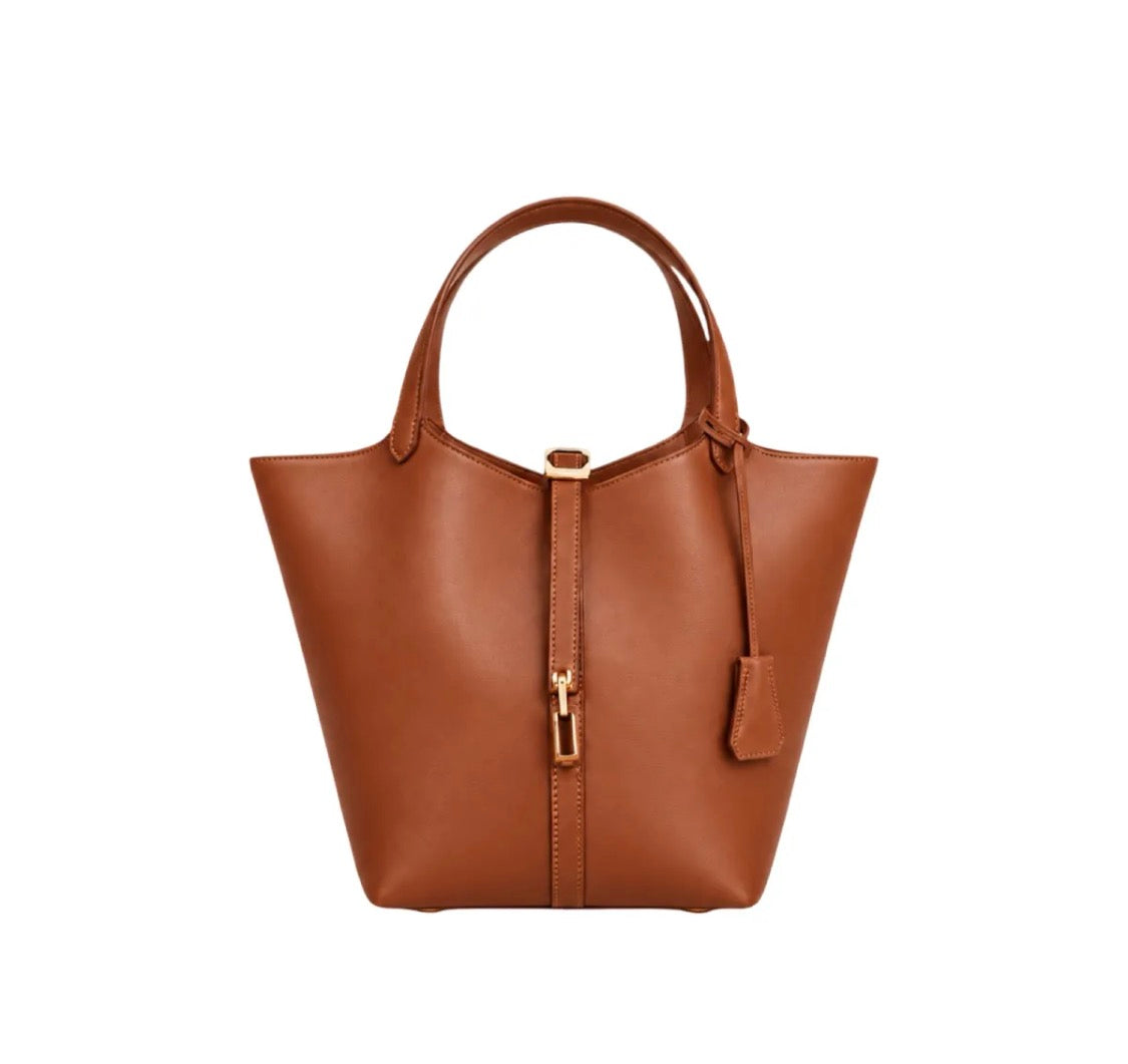 Sac à main panier en cuir lisse LOUISA LEE
