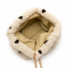 Pochette moumoute pois chaîne dorée GALLANTRY