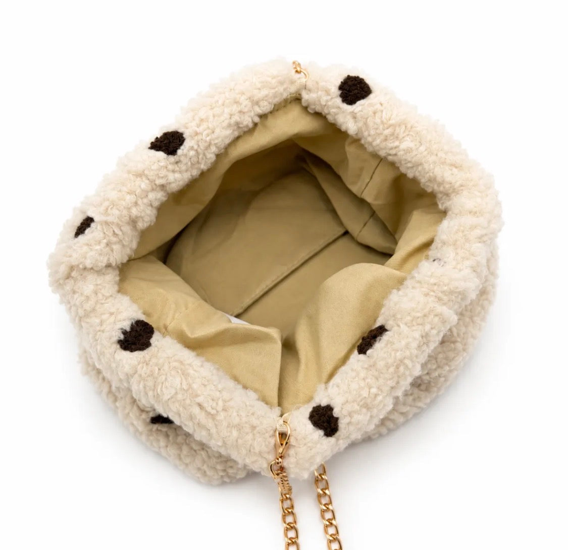 Pochette moumoute pois chaîne dorée GALLANTRY