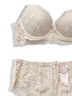 Ensemble lingerie BROCK BELLE COM'ELLE beige en dentelle avec soutien-gorge bonnet C et culotte assortie