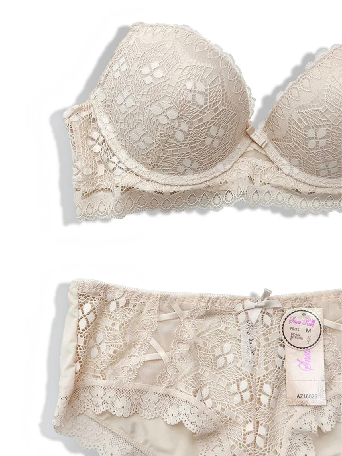 Ensemble lingerie BROCK BELLE COM'ELLE beige en dentelle avec soutien-gorge bonnet C et culotte assortie