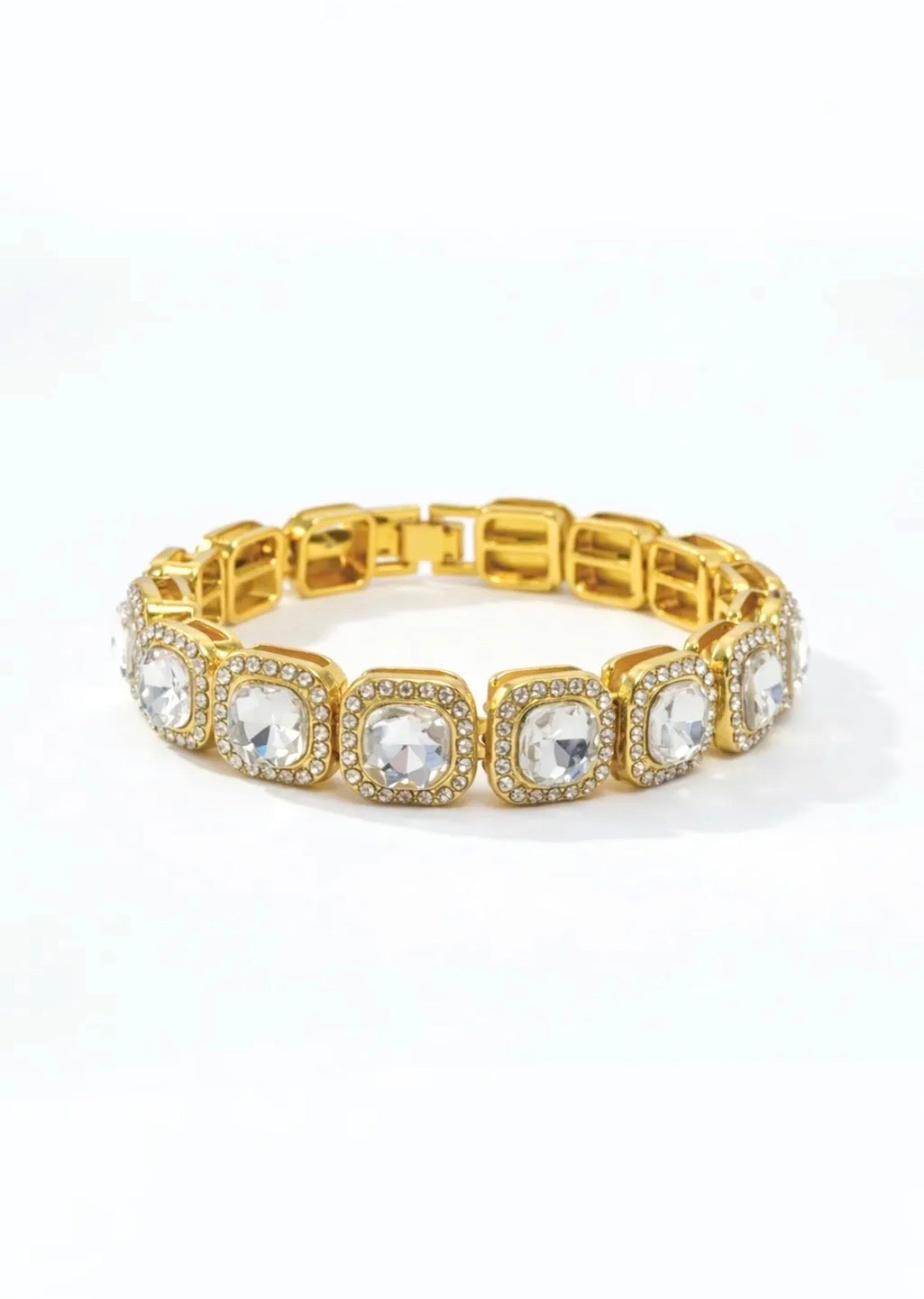 Bracelet Strass Pierres Carrées 20cm ÉLINE L'ATELIER