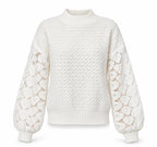 Pull blanc en maille à manches ajourées FRIME