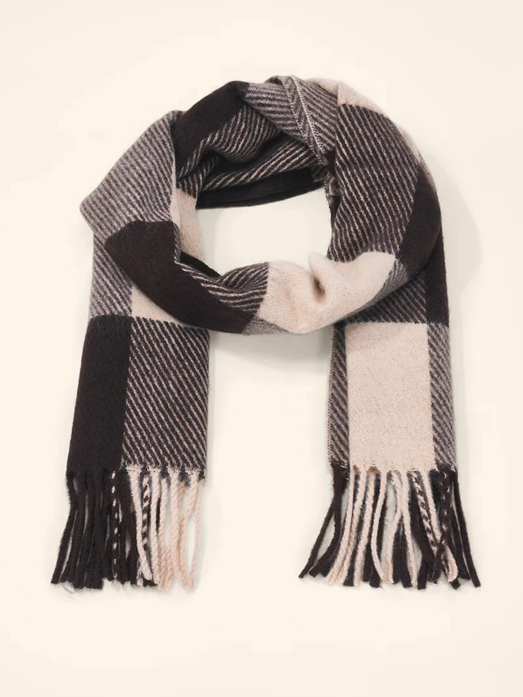 Écharpe à carreaux laine et viscose à franges ÉLINE L’ATELIER