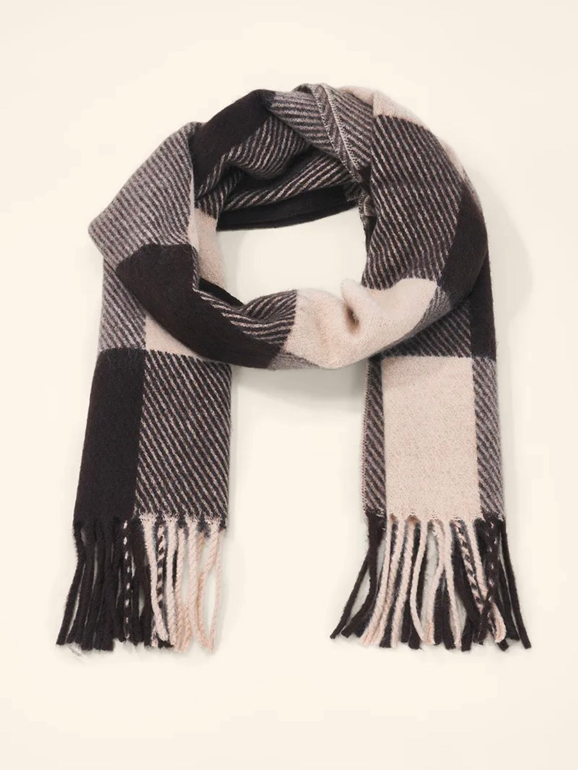 Écharpe à carreaux laine et viscose à franges ÉLINE L’ATELIER