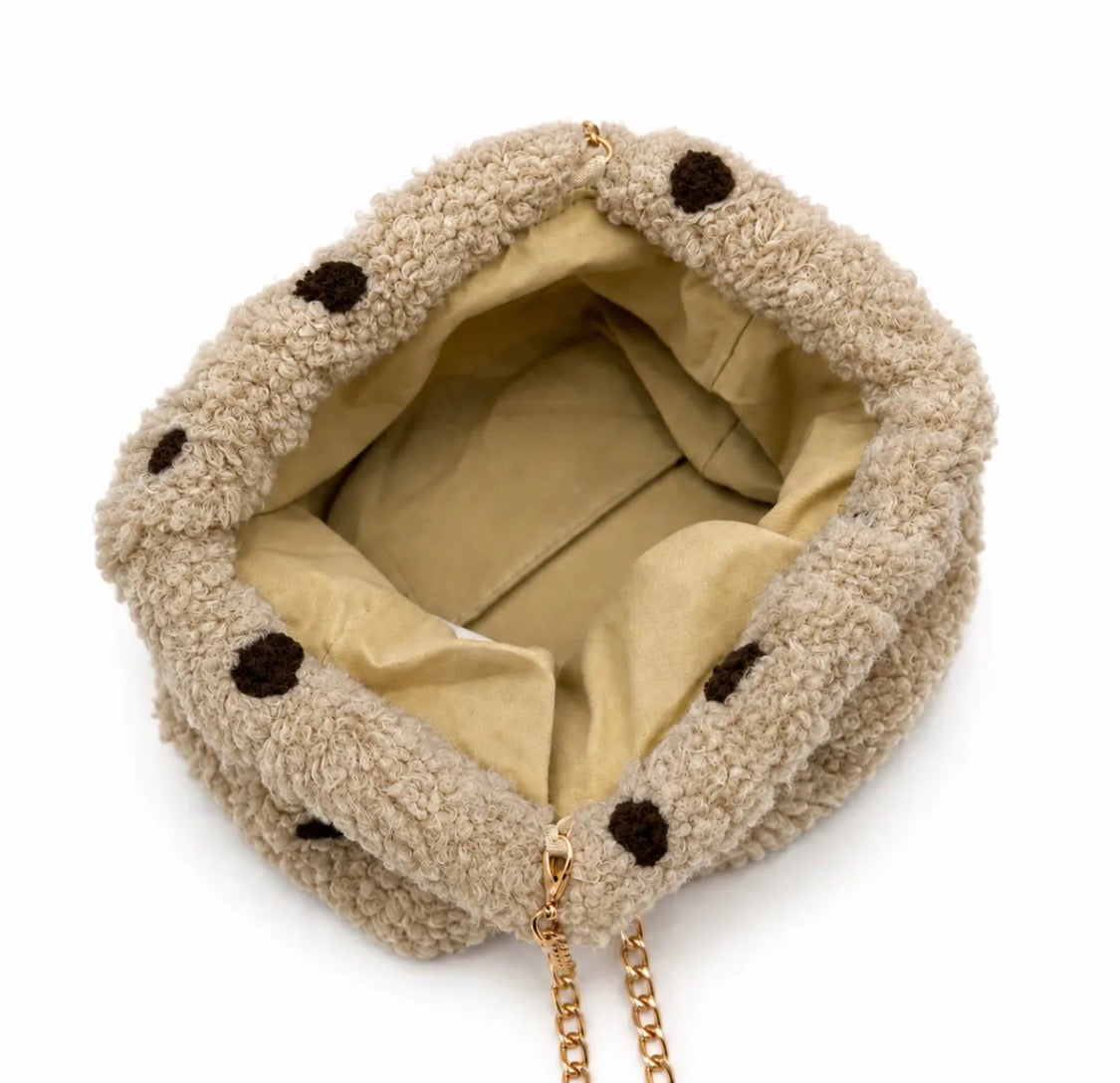 Pochette moumoute pois chaîne dorée GALLANTRY
