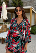 Kimono femme imprimé multicolore à nouer FRIME