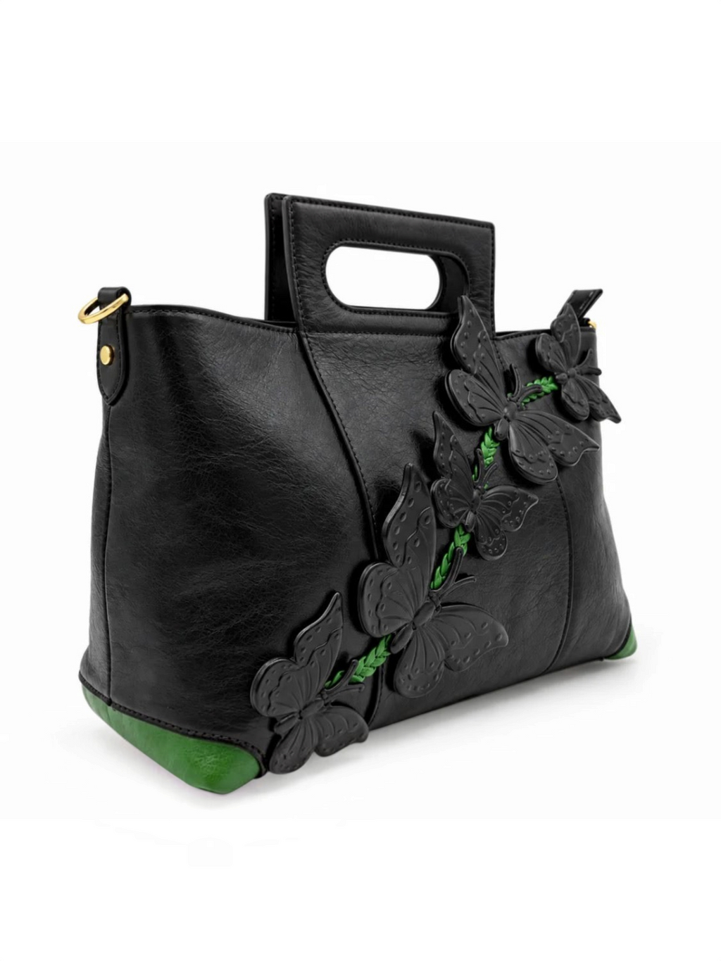 Sac à main cuir véritable à papillons en relief GALLANTRY
