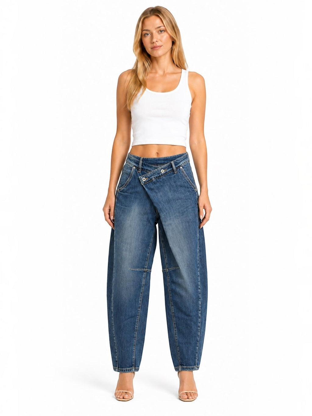 Jean femme coupe ample à fermeture croisée JOY'S FARFALLA