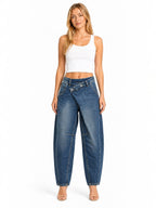 Jean femme coupe ample à fermeture croisée JOY'S FARFALLA