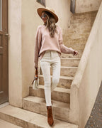 Pull décontracté en tricot à manches torsadées en camel  FS collection