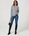 Pull en Maille Torsadée Gris avec Cœurs Rouges -  FS collection