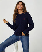 Pull Maille Torsadée Cœurs Rouges  FS collection