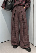 Pantalon large à carreaux et pinces femme FRIME