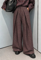 Pantalon large à carreaux et pinces femme FRIME