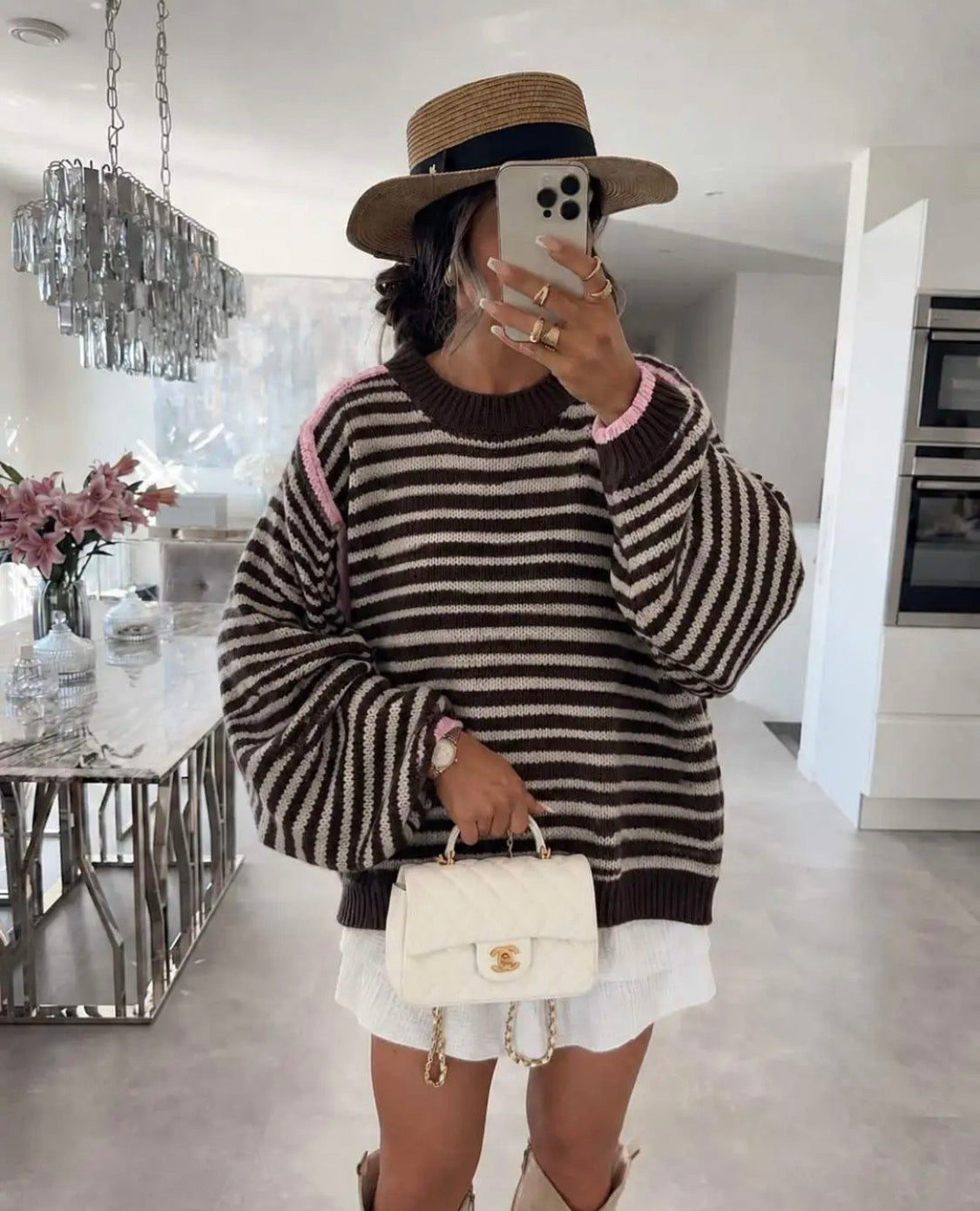 Pull Oversize Maille Rayée Bordures Contrastantes FORCYMA