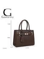 Sac à main structuré marron BROCK GALLANTRY en cuir synthétique grainé avec fermoir twist doré et anses rigides