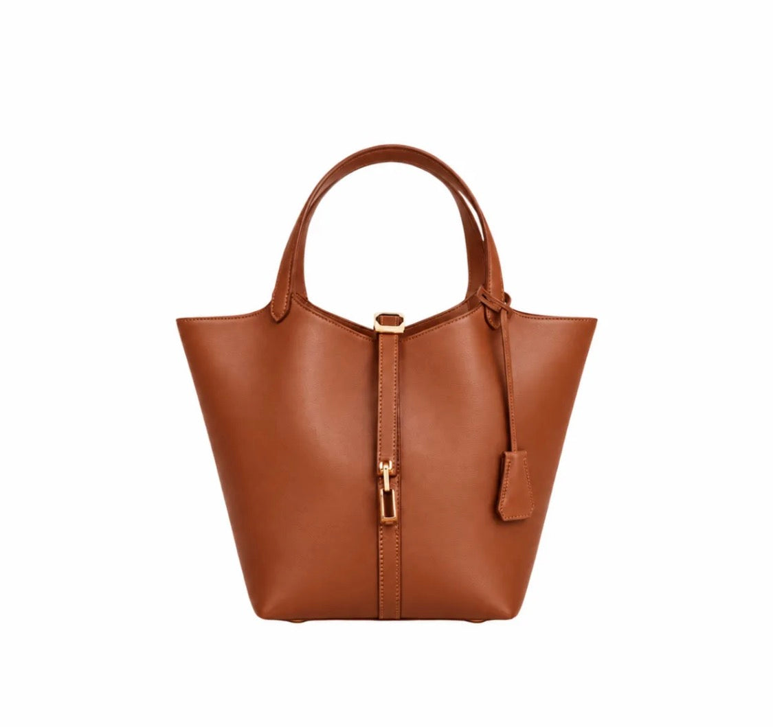Sac à main panier en cuir lisse LOUISA LEE