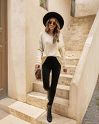 Pull confortable à boutons en beige  FS collection