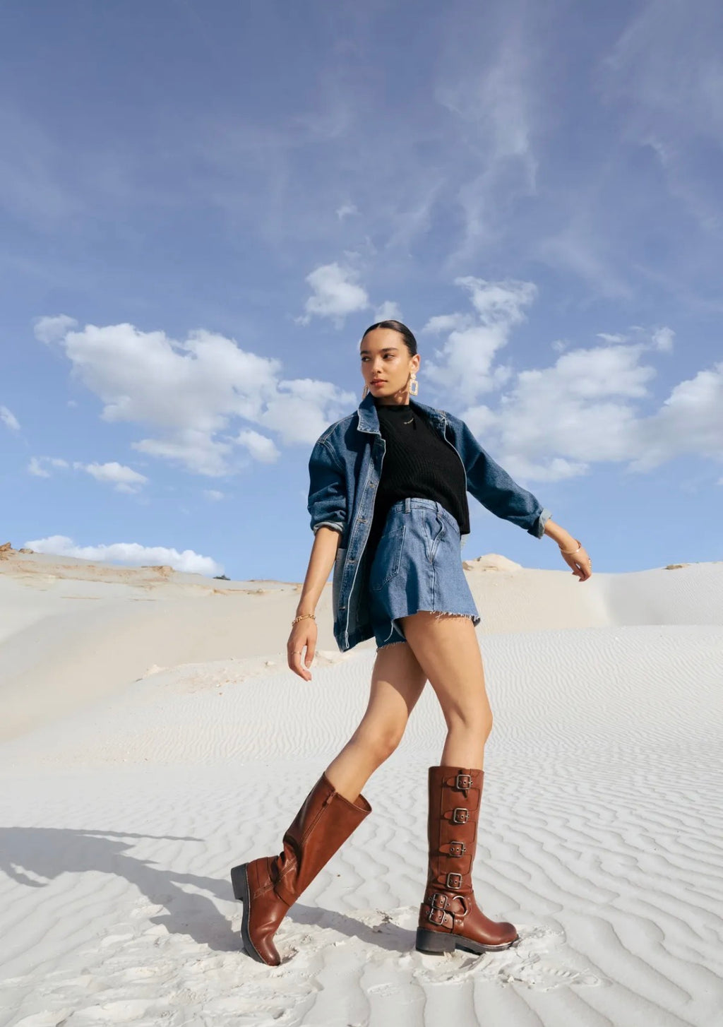 Bottes camel en matière synthétique STEPHAN PARIS
