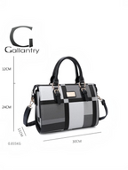 Sac à main BROCK GALLANTRY en similicuir noir et gris avec motif à carreaux et anses élégantes