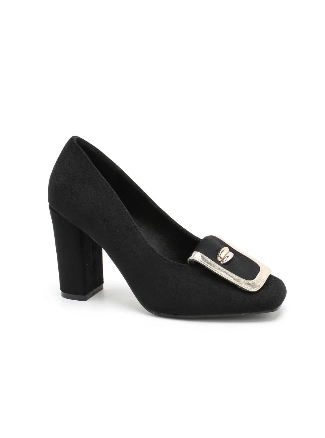 Escarpins femme à talon large et détail métallique STEPHAN PARIS