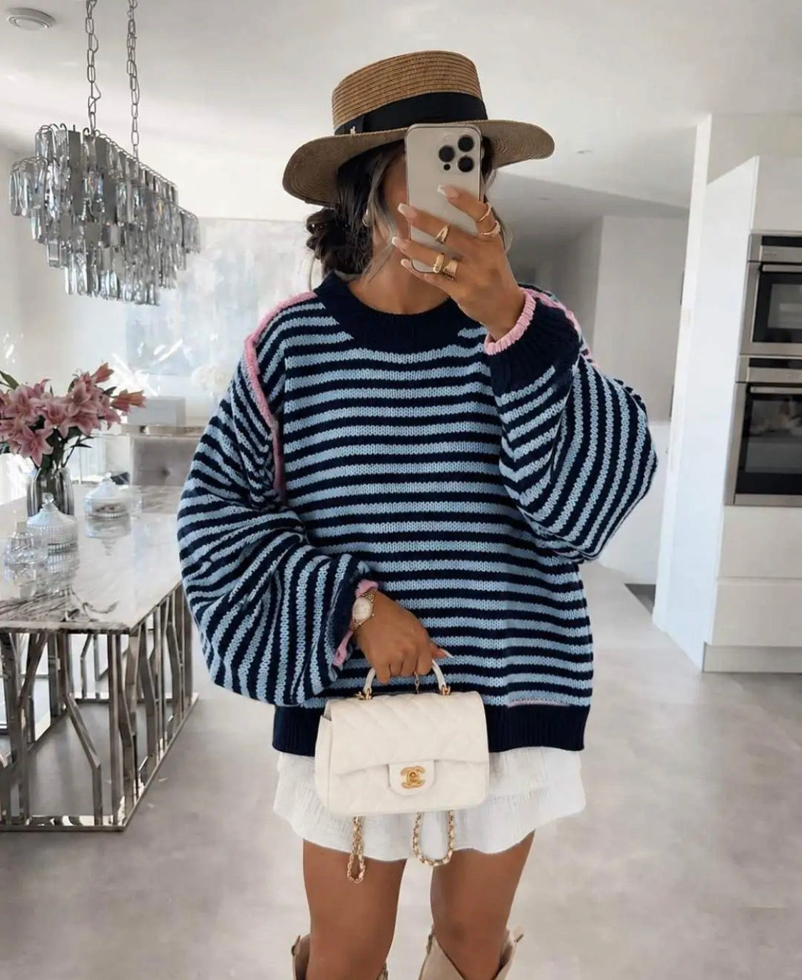 Pull Oversize Maille Rayée Bordures Contrastantes FORCYMA