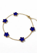 Bracelet trèfles bleus en acier inoxydable doré ÉLINE L'ATELIER